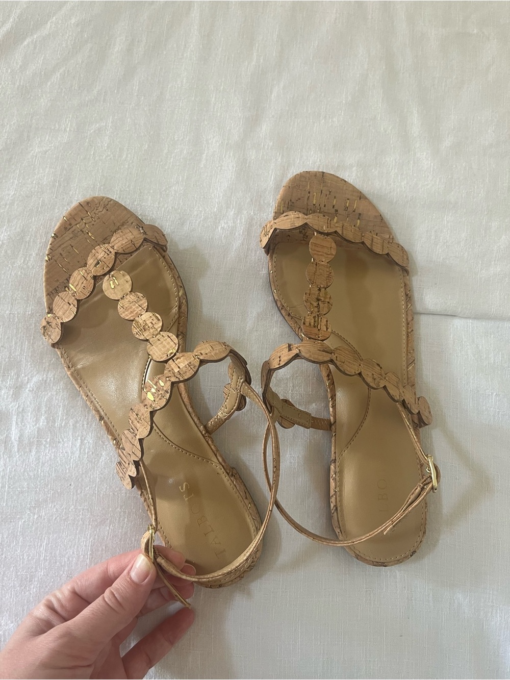 Women’s Tan Cork Scalloped Sandals